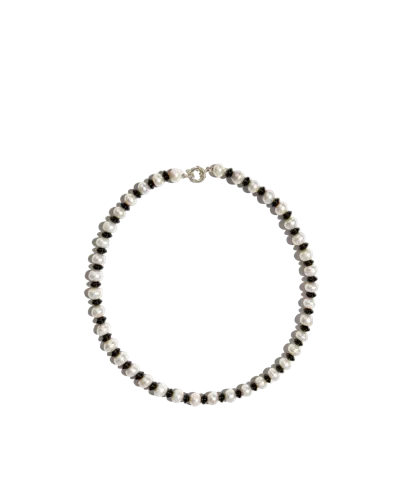 Phialebel Collar Perlas Cultivadas Y Ónix In Smoke Grey