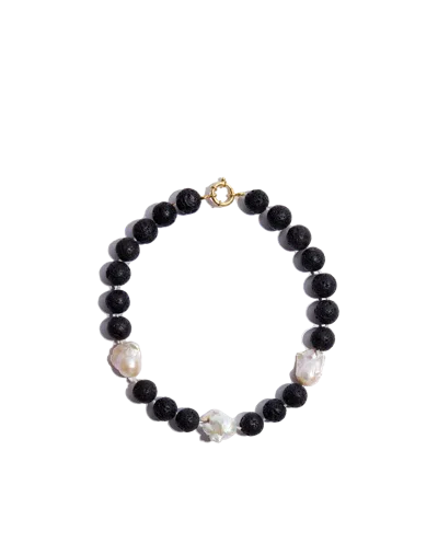 Phialebel Daphnie Necklace In Volcanic Stone And Mother Pearl In Multi