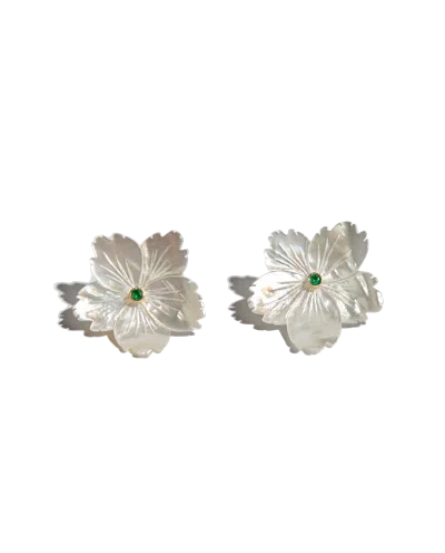 Phialebel Pendiente Flor De Nácar In Cloud Grey
