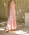 Phie Collective Brushed Cotton Long Halter Dress In Peach In Pink