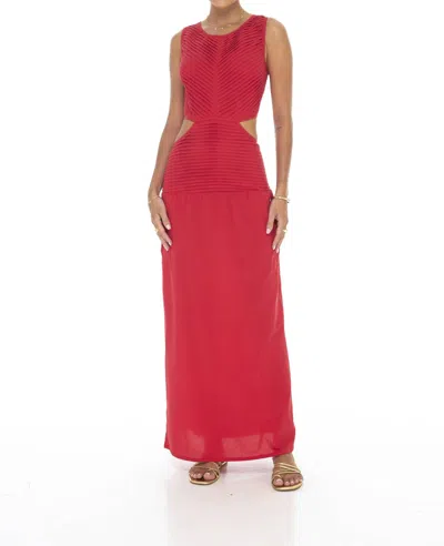 Phie Collective Brushed Cotton Pleated Cut Out Dress In Red