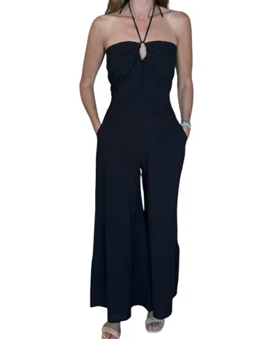 Phie Collective Brushed Pleated Jumpsuit In Black