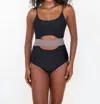 Phie Collective Coastal Combo Camille Classic One Piece Swimsuit In Black/taupe In Multi