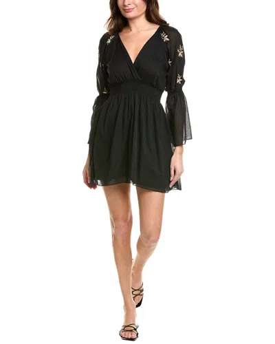 Phie Collective Golden Flower Mini Dress In Black