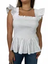Phie Collective Poplin Riza Top In White In White