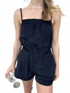 Phie Collective Terry Cloth Romper In Black In Blue