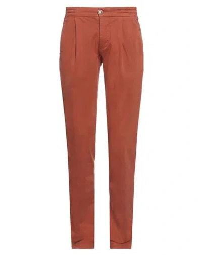 Phil Carter Man Pants Rust Size 34 Cotton, Elastane In Red