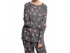 Phil Love All Over Cherry Lounge Top & Pant Set In Gray In Gray