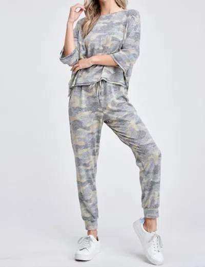 Phil Love Camo Loungewear Set In Green In Gray