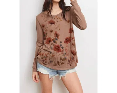 Phil Love Flower Print Top In Mocha Mousse In Multi