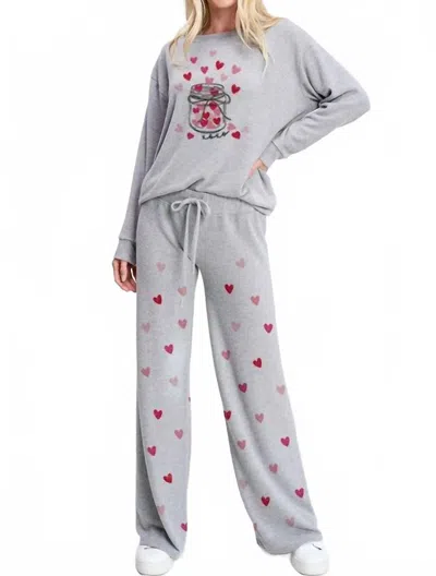Phil Love Heart Bottle Loungewear Set In Heather Grey In Gray