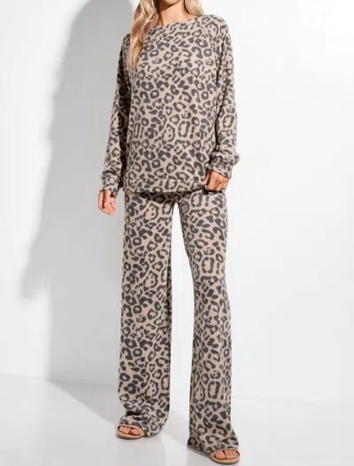 Phil Love Leopard Loungewear Set In Taupe/black In Animal Print
