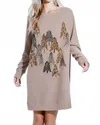 Phil Love Leopard Trees Dolman Tunic Sweatshirt Dress In Camel In Brown