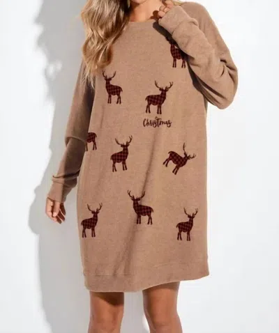 Phil Love Reagan Reindeer Tunic Dress In Mocha In Brown