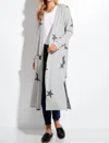 Phil Love Star Print Brushed Long Cardigan In Grey