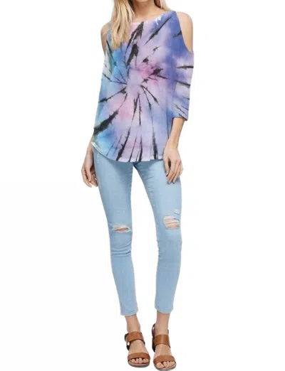 Phil Love Starburst Cold Shoulder Tie Dye Top In Multi