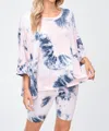 Phil Love Starlet Tie Dye Shorts Set In Blush/navy In Multi