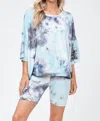 Phil Love Starlet Tie Dye Shorts Set In Mint/navy In Multi
