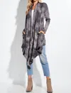 Phil Love Tie Dye Cardigan In Charcoal In Pink