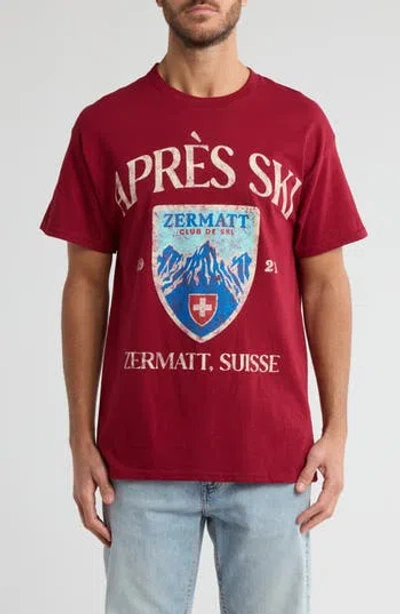 Philcos Aprés Ski Graphic Crew T-shirt In Garnet