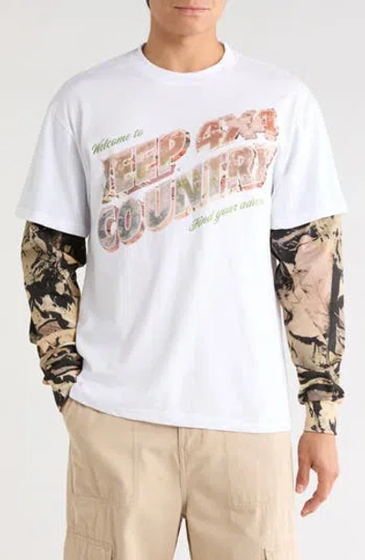 Philcos Jeep Country Long Sleeve Cotton Shirt In White
