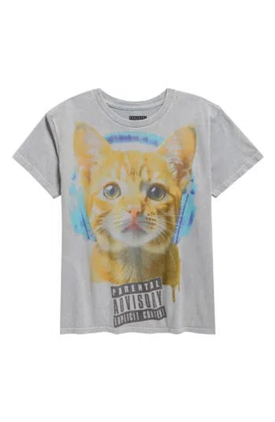 Philcos Kids' Parental Advisory Cat Graphic Tee In Gray