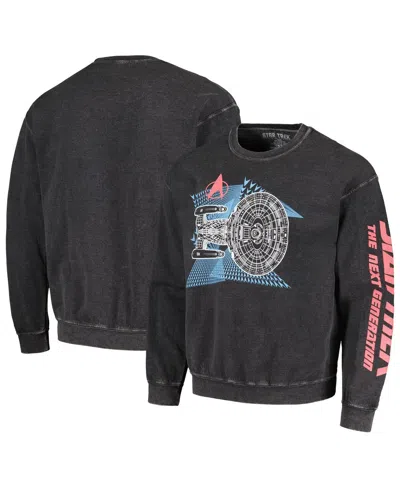 Philcos Men's Black Distressed Star Trek: The Next Generation Uss Enterprise-d Graphic Pullover Sweatshirt