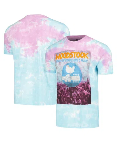 Philcos Men's Blue Distressed Woodstock Photo Washed Graphic T-shirt