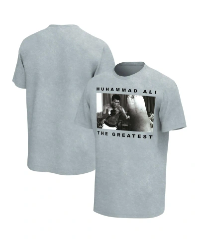 Philcos Men's Gray Distressed Muhammad Ali Fighting Photo Washed T-shirt