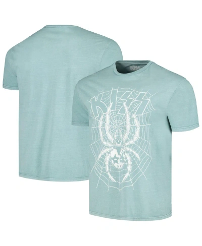 Philcos Men's Light Blue Distressed Kiss Spider Washed Graphic T-shirt