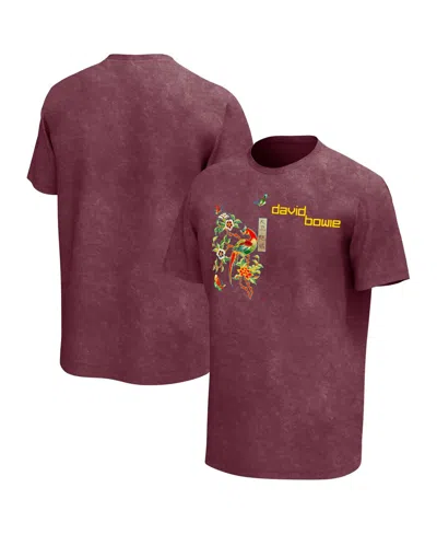 Philcos Men's Maroon David Bowie The Serious Moonlight Tour Washed Graphic T-shirt