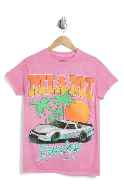 Philcos Miami Racing Graphic T-shirt In Hot Pink Pigment