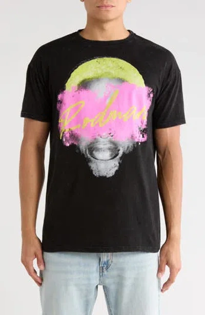 Philcos Rodman Pink Splash Cotton T-shirt In Black