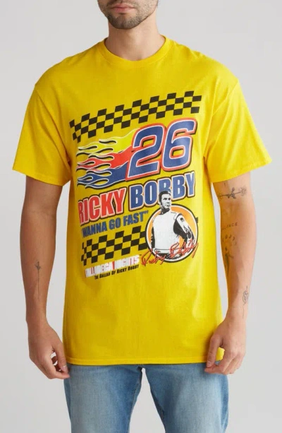 Philcos Talladega Nights Ricky Bobby Cotton Graphic T-shirt In Yellow