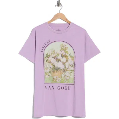 Philcos Vase With Pink Roses Cotton Graphic T-shirt In Purple