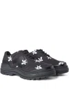 Phileo Basalt White Flower Lace-ups In Black