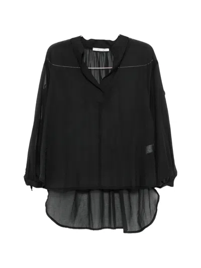 Philia Loft Cut-out Tie-fastening Blouse In Black