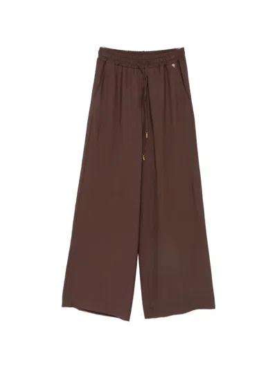 Philia Loft Drawstring Wide-leg Trousers In Brown