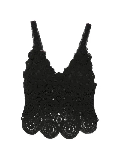 Philia Loft Scallop-trim Top In Black