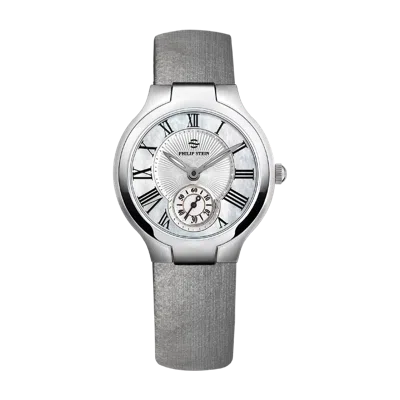 Pre-owned Philip Stein Classic Round Small - Model 41-cmop Watch In Platinum Silk