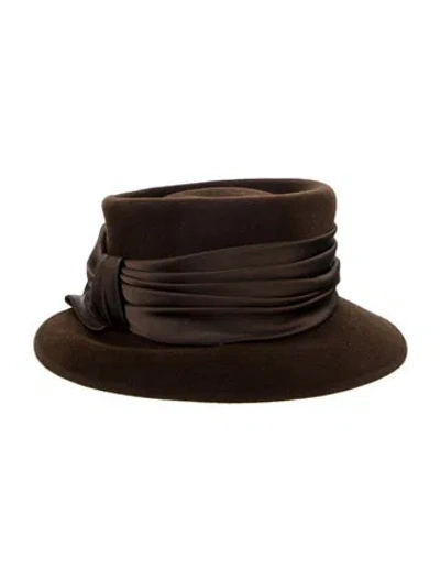 Pre-owned Philip Treacy Fedora Felt Hat In Brown