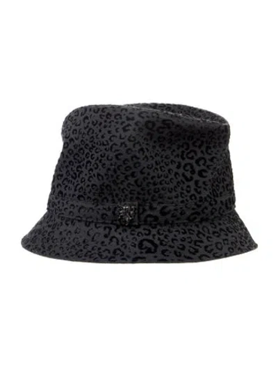 Pre-owned Philip Treacy Leopard Print Bucket Hat In Gray