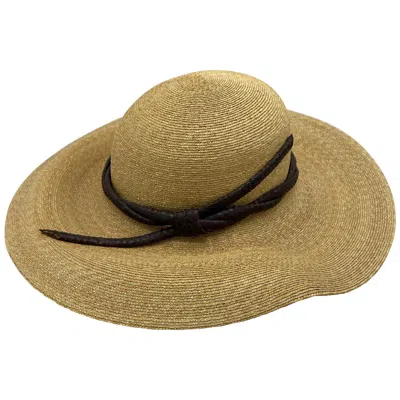 Pre-owned Philip Treacy London Beige Straw And Brown Animal Skin Leather Hat