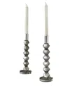 Philip Whitney Reed Clear Candlesticks, Set Of 2 In Gray
