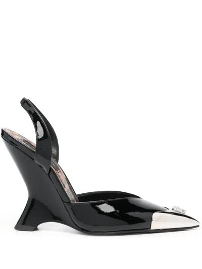 Philipp Plein 105mm Patent-leather Sandals In Black