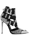 PHILIPP PLEIN 105MM RHINESTONE-EMBELLISHED SUEDE SANDALS