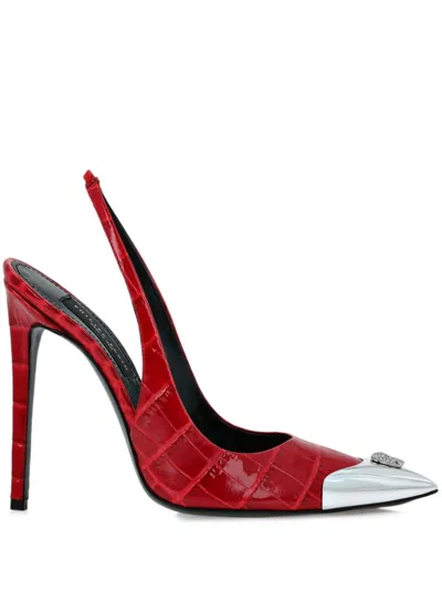 Philipp Plein 120mm Crocco Pumps In Red