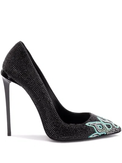 Philipp Plein 120mm Flame-embellished Pumps In Black