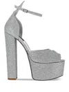 Philipp Plein 120mm Glitter-detailing Leather Sandals In Silver