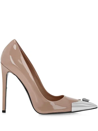 Philipp Plein 120mm Patent Pointed-toe Pumps In Neutral
